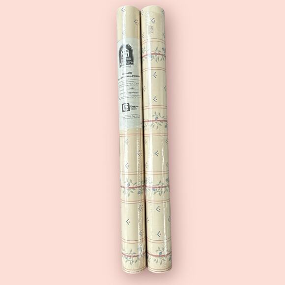 2 Roll Cream Floral Wall Covering 112 Sq Ft Cottagecore Granny Pre Pasted Vinyl - Picture 2 of 3